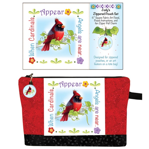 Red Cardinal - When Cardinals Appear, Angels are Near 6" fabric art panel