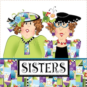 SISTERS - 6&quot; square Fabric Art Panel-AP72