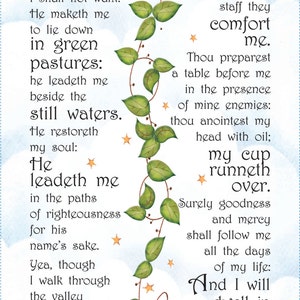 Fabric Art Panel - 23rd Psalm - Three Sizes