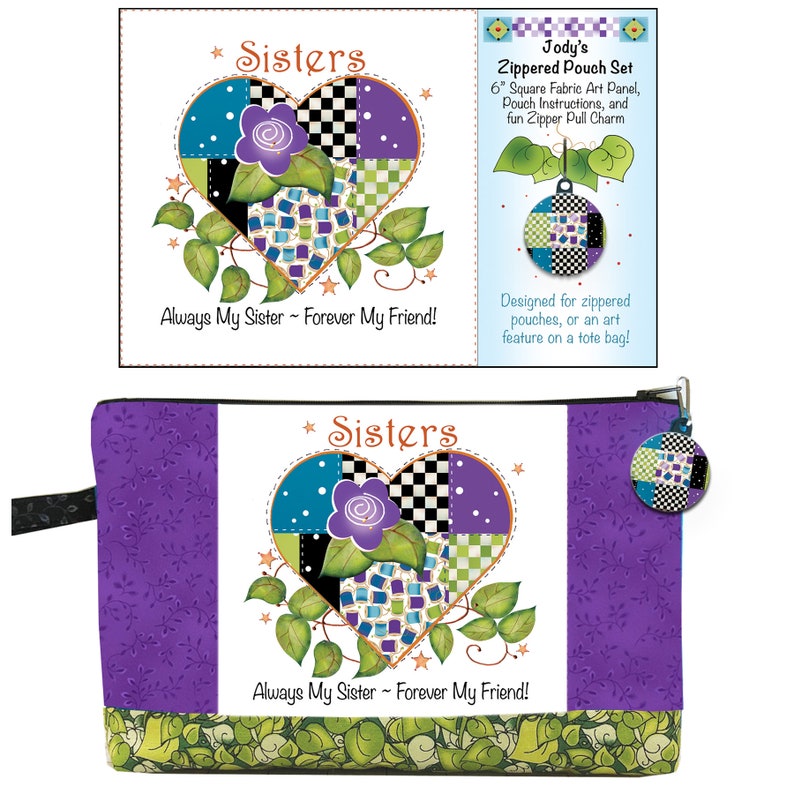 Sister's Fabric Art Panel Pouch Set