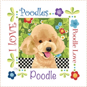 Poodle 6&quot; Fabric Art Panel and More-AP133