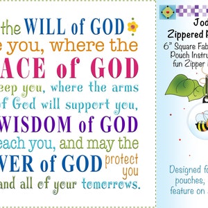 Blessing Will of God 6 square, 10.5 square Fabric Art Panels and More 3-Zipper Pouch Set