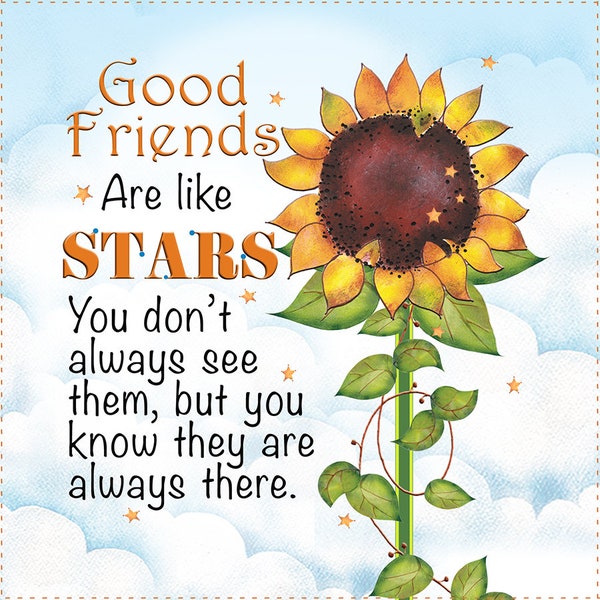 Good Friends - Sunflower - 6" square Fabric Art Panel, AP6.113