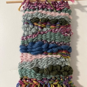 Woven wall hanging home decor tapestry handmade weaving wall art loom weave fiber art textile boho pastel soft free shipping