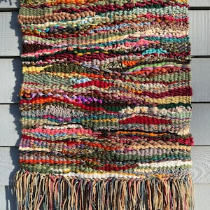 Woven wall hanging home decor tapestry handmade weaving wall art loom weave fiber textile boho red rainbow free shipping