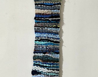 Woven wall hanging home decor tapestry handmade weaving wall art loom weave fiber art loom blue waves textile boho free shipping