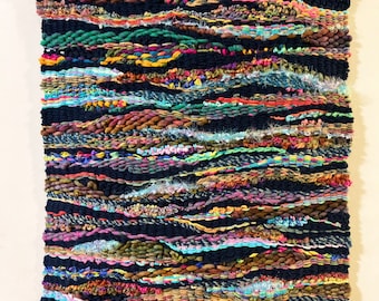 Woven wall hanging tapestry home decor handmade weaving wall art loom weave fiber art textile boho rainbow sea blue free shipping