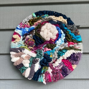 Woven wall hanging round home decor weaving fiber art textile textured artwork handwoven free shipping gift