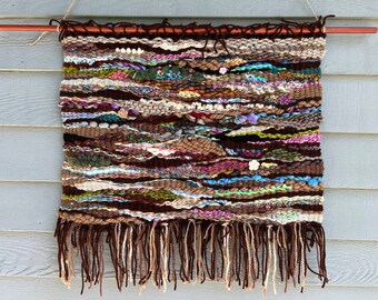 Woven wall hanging home decor tapestry handmade weaving wall art loom weave fiber art textile boho mountain forest flowers free shipping