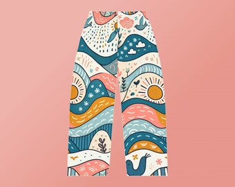 Pantalon de nuit bleu océan vagues | Pantalon de pyjama