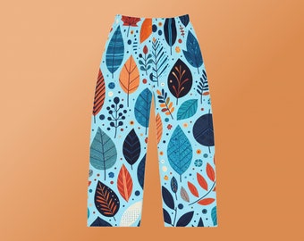 Vêtements de détente bleu clair avec feuilles | Pantalon de pyjama