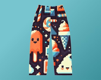 Pantalon de pyjama vintage pour jeux vidéo 8 bits : vêtements de détente en polyester brossé