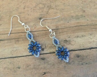 Super Duos and Seed Beads Earrings HandBeaded