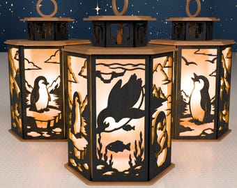 Penguin Arctic Lantern SVG, Winter Animal Laser Cut File (Digital Download)