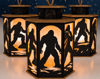 Bigfoot Lantern SVG, Sasquatch Silhouette Lamp File, Rustic Cabin Decor (Digital Download)