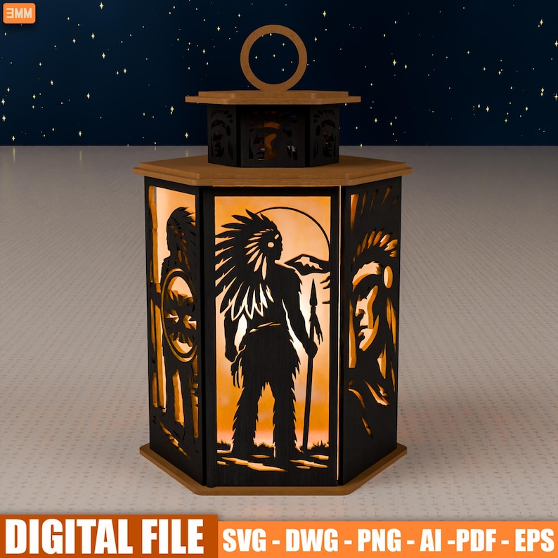 Native American Chief Lantern SVG | Tribal Leader Portrait SVG ...