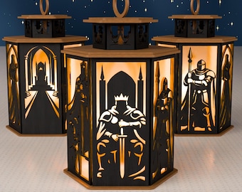 Medieval King Lantern SVG | Royal Throne Laser Cut File (Digital Download)