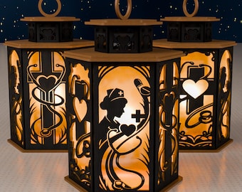 Nurse Lantern SVG | Healthcare Laser Cut File | Medical Light Box (Digital Download)