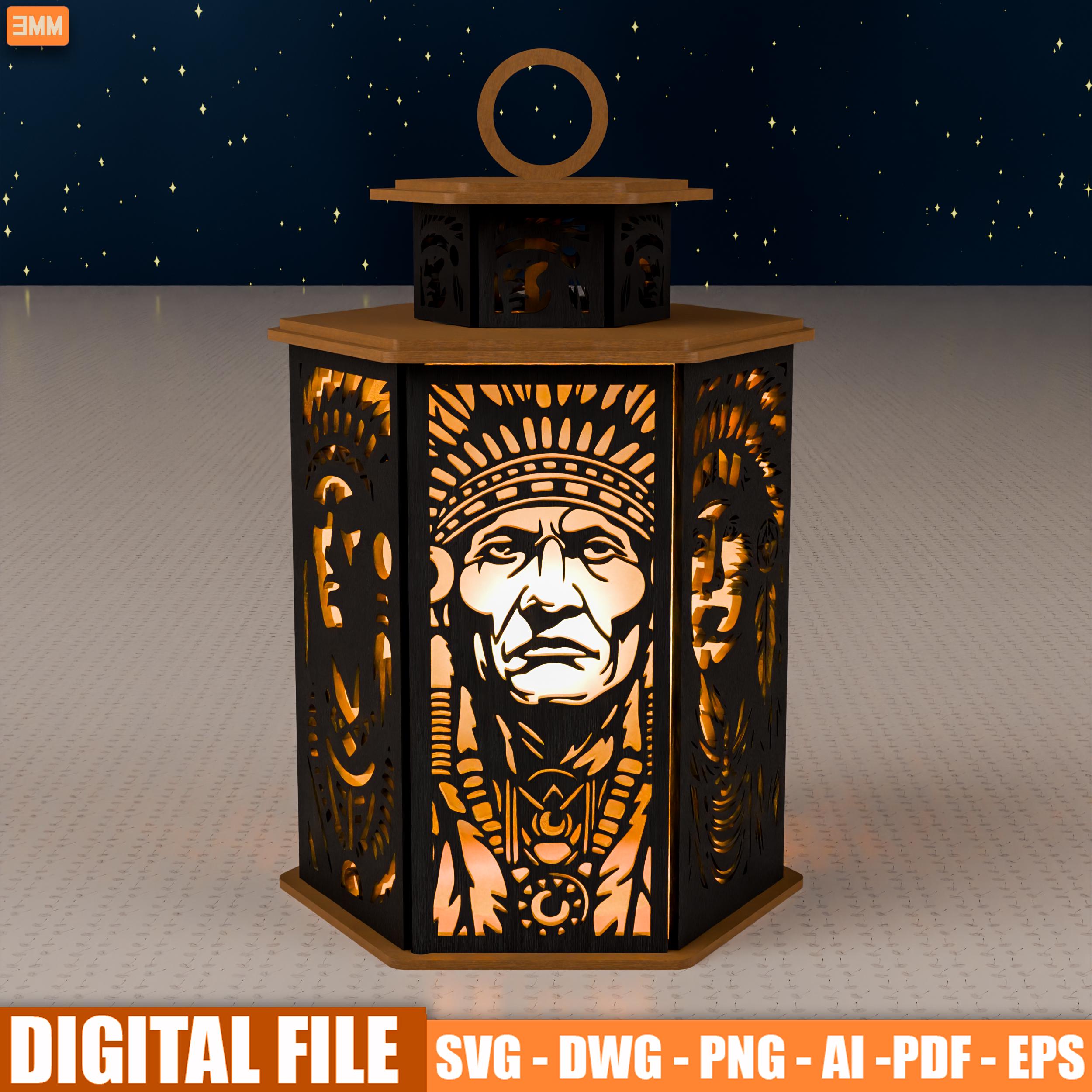 Native American Portrait Lantern SVG | Tribal Faces SVG Bundle ...