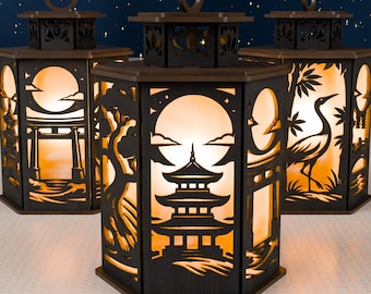 Japanese Lantern SVG Bundle | Laser Cut Files, Zen Decor (Digital Download)