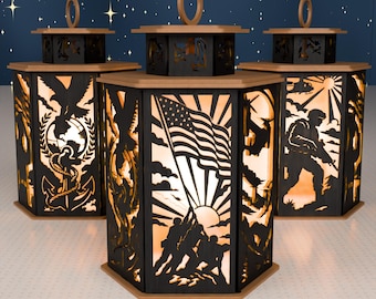 Military Lantern SVG Bundle, Patriotic Laser Cut File (Digital Download)