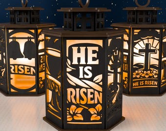 He Is Risen Easter Lantern SVG Bundle | Laser Cut File