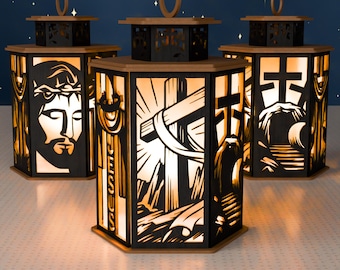 Jesus Cross Lantern SVG, Religious Faith Laser Cut File (Digital Download)