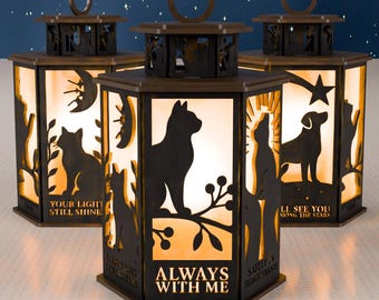 3D Pet Memorial Lantern SVG | Laser Cut Dog Cat Remembrance (Digital File)