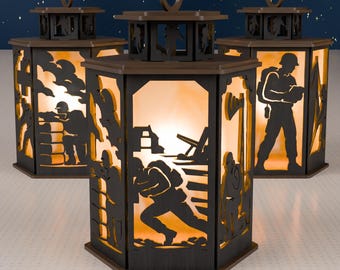 Combat Soldier Lantern SVG | Battlefield Silhouette Laser Cut File