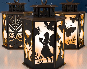 Butterfly Fairy Lantern Laser Cut File | 3D Light Box SVG (Digital Download)