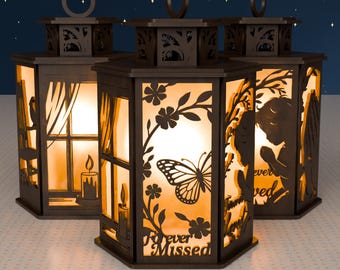 Memorial Lantern SVG File | Butterfly Angel Remembrance Gift (Digital Download)