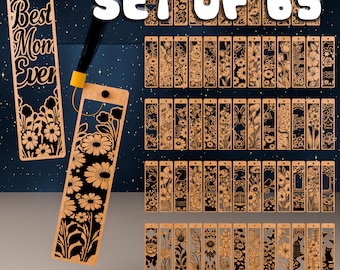 65 Floral Bookmark SVG Bundle | Laser Cut Wood Reading Accessories (Digital Download)