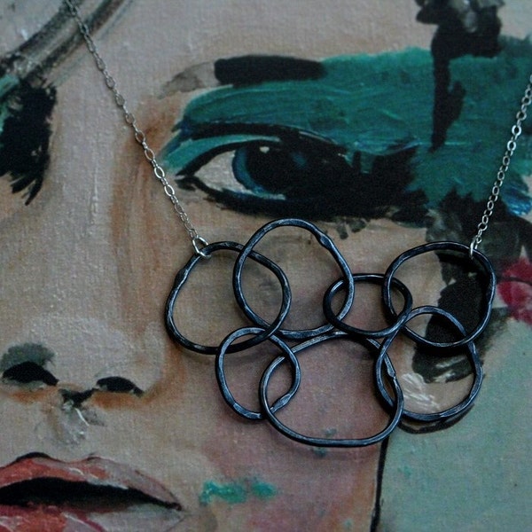Inky scribble necklace oxidized sterling on a sterling chain