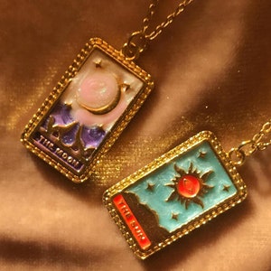 Collar de pareja - Carta del Tarot: El Sol y la Luna - Collar doble para mejor amigo