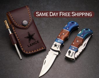 Personalized Pocket Knife, Football Teams, NFL, Custom Folding Knives, Sports Fan, Football Fan, Handmade Damascus, Anniversary Gift for Him