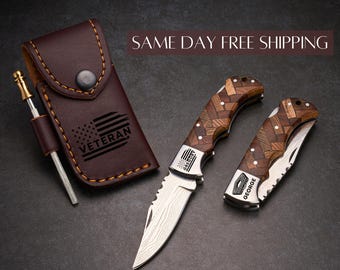 U.S. Army Veteran Gift Personalized, Engraved Pocket Knife, Custom Knife Boyfriend Gift for Him, Dad, Husband Anniversary Gift, Veterans Day