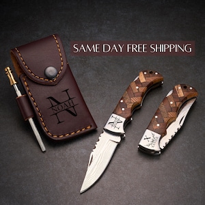 Handmade Damascus Pocket Knife Custom Groomsmen Gift Anniversary Gift for him Dad Husband Personalized Gift for Men Christmas gifts for him