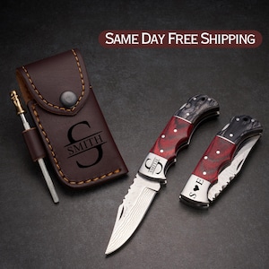 Custom Damascus Pocket Knife Handmade Folding Knife Pakka