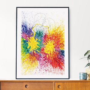 Kuss Malerei bunte Kunst Wand Geschenk für Partner romantische Wohnkultur Liebhaber abstraktes Druck Valentinstag Geschenk für Paare Poster Schlafzimmer