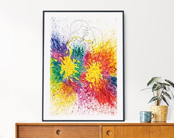 Kuss Malerei bunte Kunst Wand Geschenk für Partner romantische Wohnkultur Liebhaber abstraktes Druck Valentinstag Geschenk für Paare Poster Schlafzimmer