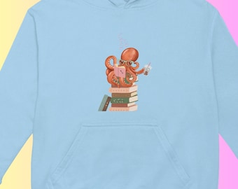 Octopus, booklover, reader, books, funny, cute, download, image, DTF, PNG, Sublimation. Remarkably Bright Creatures inspired.