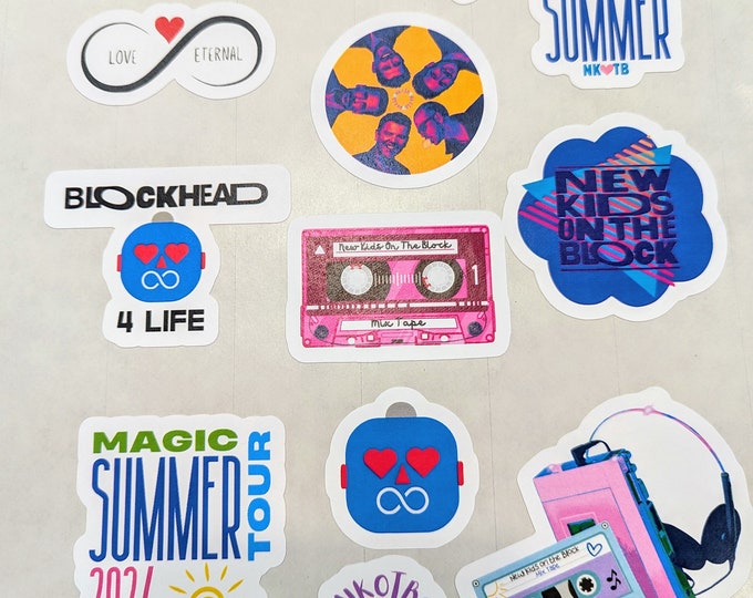 New Kids on the Block, NKOTB Inspired Stickers Set of 12, Blockhead ...