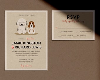 Dog Lover Personalized Portrait Wedding Invitation - Custom DIY Printable