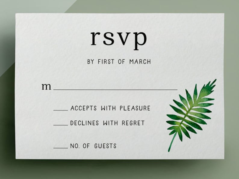 Custom DIY Printable Tender Leaves Watercolor Wedding Invitation