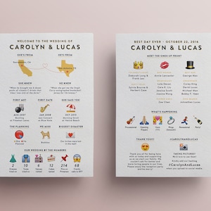 Emoji Geschichte Infografik Hochzeitsprogramm - benutzerdefinierte DIY druckbare