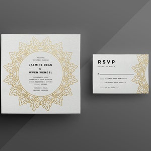 Custom DIY Printable Axes in Geometry Gold Foil Wedding Invitation
