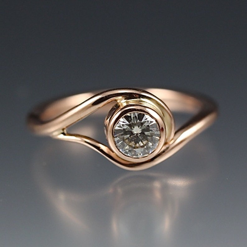 14k Rose Gold Vine Engagement Ring w/ Moissanite Etsy