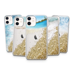 Ocean Waves Liquid Glitter Phone Case, Golden Shimmer Glitz Cover for iPhone 15, 15 Pro, 15 Pro Max, 15 Plus, iPhone 14, 13, 12, 11