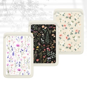 Joli portefeuille Magsafe avec fleurs d'été, portefeuille magnétique floral pastel compatible avec iPhone 16, iPhone 15, iPhone 14, iPhone 13 SE Pro Max Plus