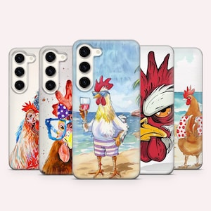 Custodia per telefono a forma di pollo, custodia per telefono a forma di gallina per Samsung S25+, S24, S23, S25, A36, Pixel 9Pro XL, 8Pro, 8, 7Pro, 7, 6, iPhone 16e, 15Pro, 14, 13Pro